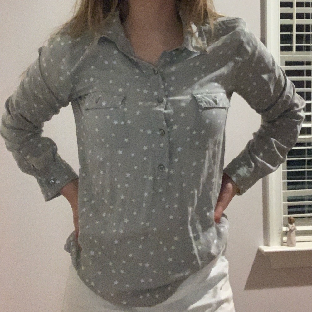 US S old navy grey with white stars button down